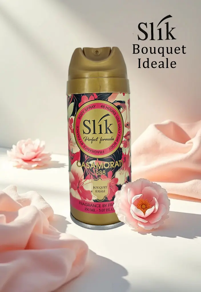 اسپری بدن زنانه سلیک (سیلک) رایحه کازومراتی بوکت آیدل Slik(Silk)Casomorati Bouquet Ideale