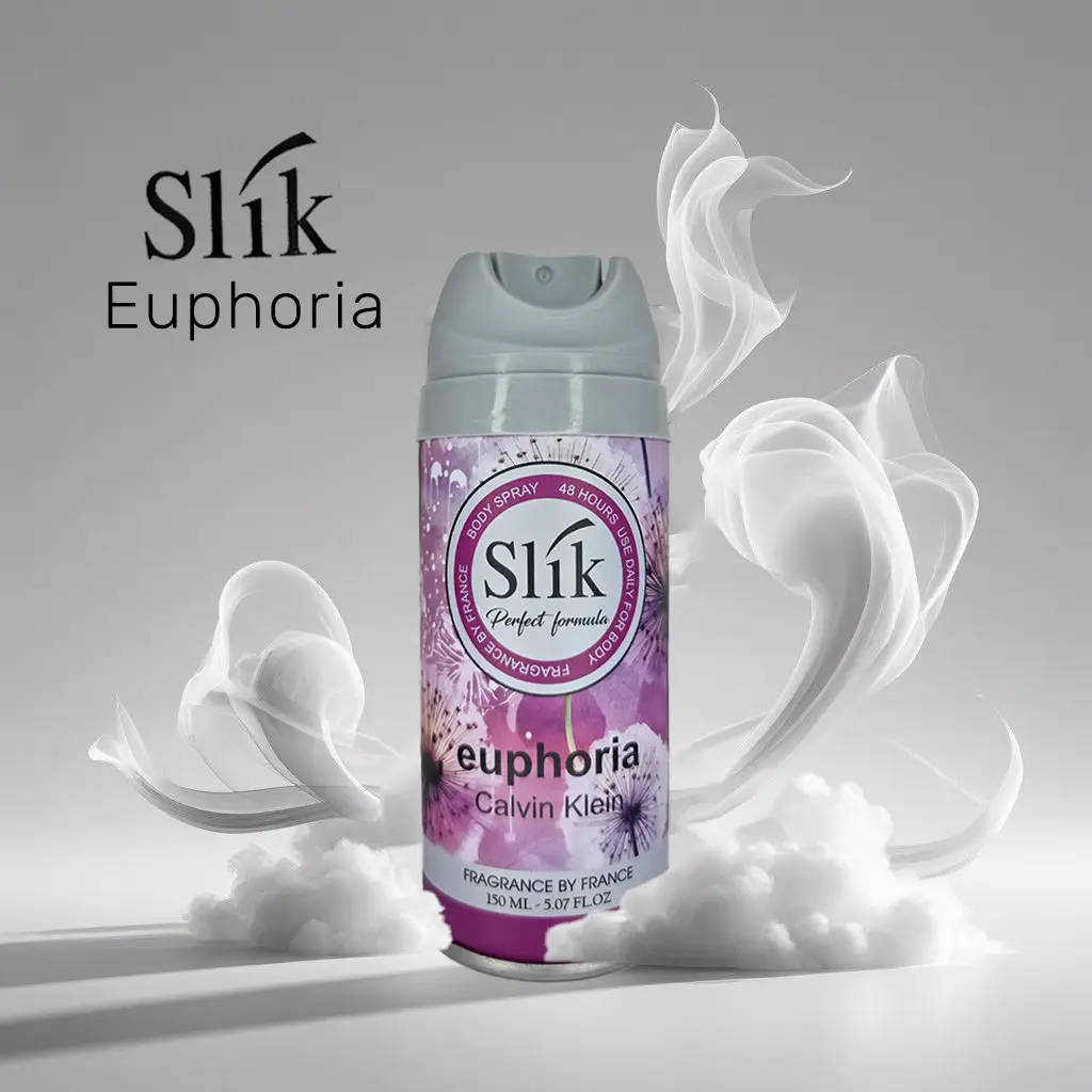 اسپری بدن زنانه سلیک (سیلک) رایحه ایفوریا Slik(Silk)Euphoria 6 اسپری بدن زنانه سلیک (سیلک) رایحه ایفوریا Slik(Silk)Euphoria