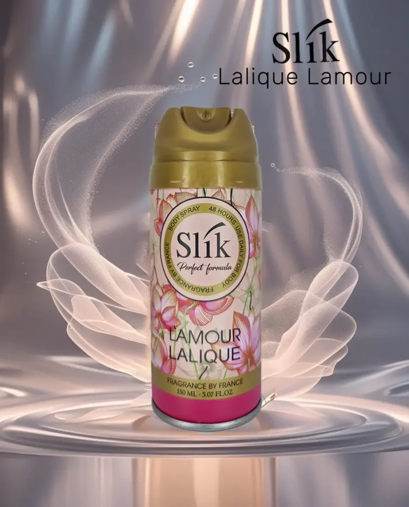 اسپری بدن زنانه سلیک (سیلک) رایحه لالیک لامور Slik(Silk)Lalique Lamour 6 اسپری بدن زنانه سلیک (سیلک) رایحه لالیک لامور Slik(Silk)Lalique Lamour